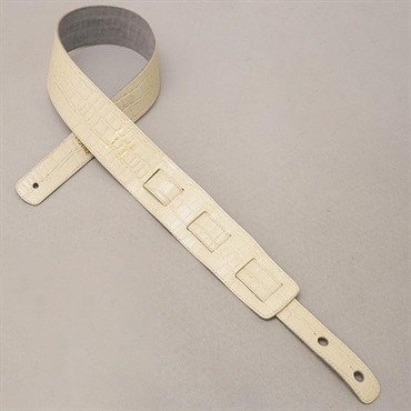 AQUBE MUSIC PRODUCTS 【国産本革ストラップ】CEMBOSSED CROCO(Vintage White) / Slim / S-Size(エレアコ専用テイル) 画像1