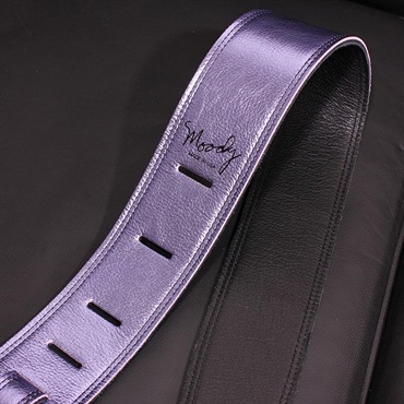 Moody Handmade Leather Straps Leather & Leather Series 2.5inch Standard Tail 【 Metallic Lilac / Black 】 画像1