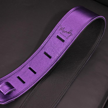 Moody Handmade Leather Straps Leather & Leather Series 2.5inch Standard Tail 【 Metallic Purple / Black 】 画像1