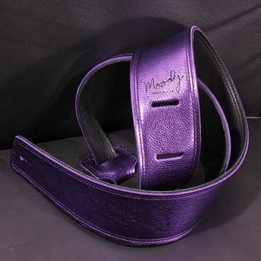 Moody Handmade Leather Straps Leather & Leather Series 2.5inch Standard Tail 【 Metallic Purple / Black 】 画像2